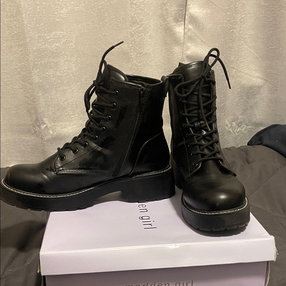 Madden Girl Sleek Black Moto Boots